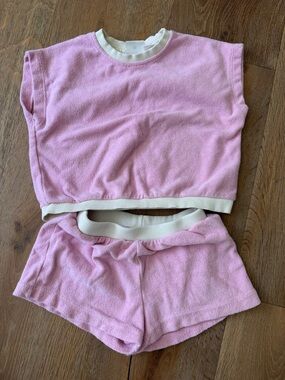 Zara Pink Lounge Terry Two-Piece with Cream Trim